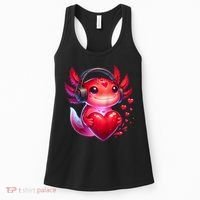 Gamer Axolotl Valentine Video Games Funny Axolotl Raglan Baseball Women's Tank Top thumb 0