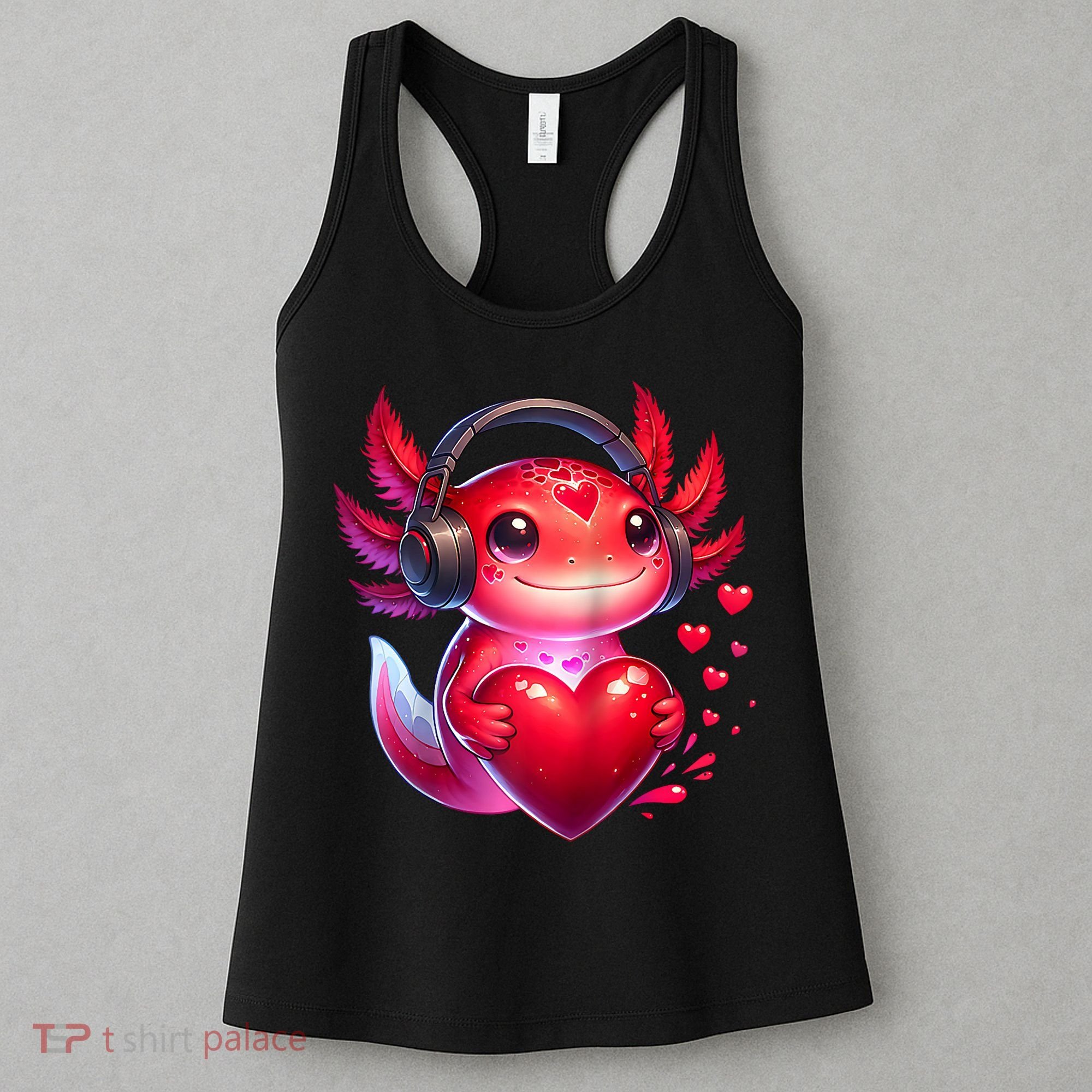 Gamer Axolotl Valentine Video Games Funny Axolotl Raglan Baseball Women's Tank Top