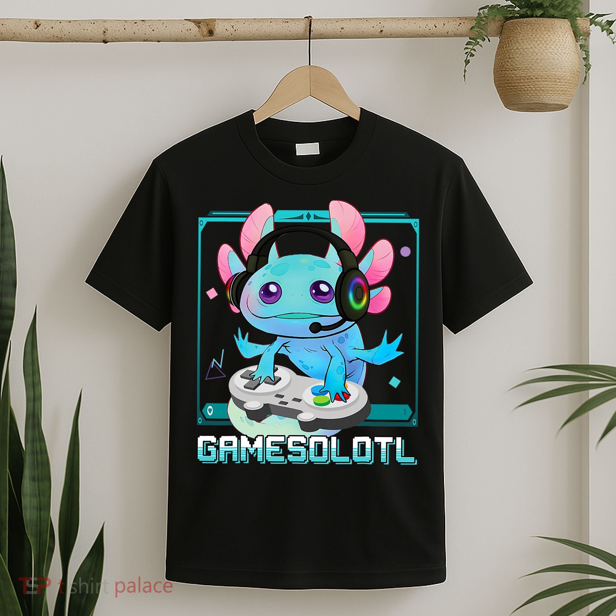 Gamesolotl Axolotl Video Gamer Kawaii Pastel Goth Cute Anime T-Shirt