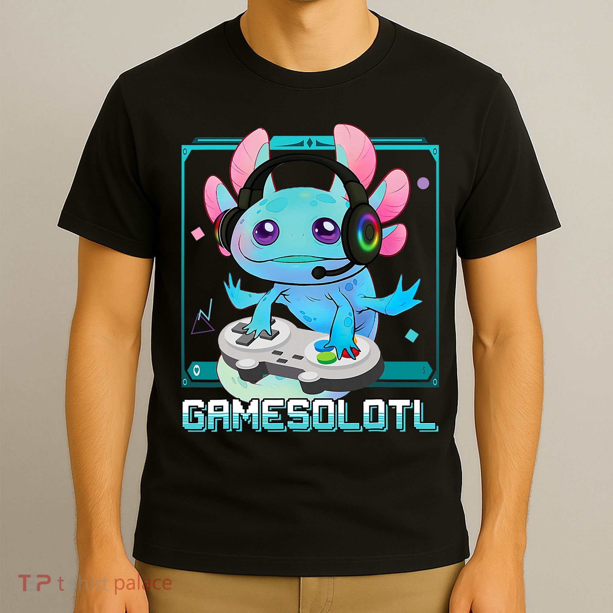 Gamesolotl Axolotl Video Gamer Kawaii Pastel Goth Cute Anime T-Shirt