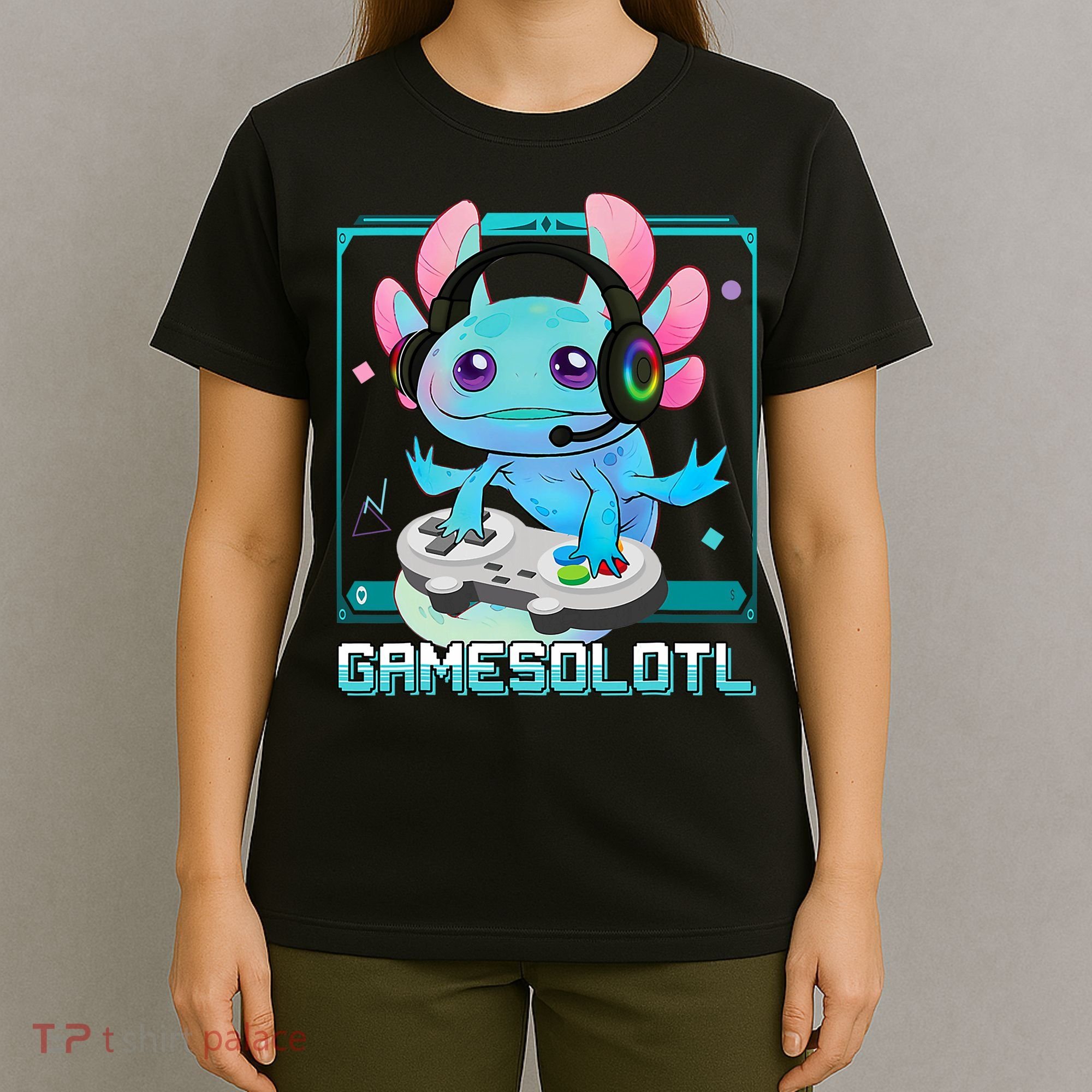 Gamesolotl Axolotl Video Gamer Kawaii Pastel Goth Cute Anime T-Shirt