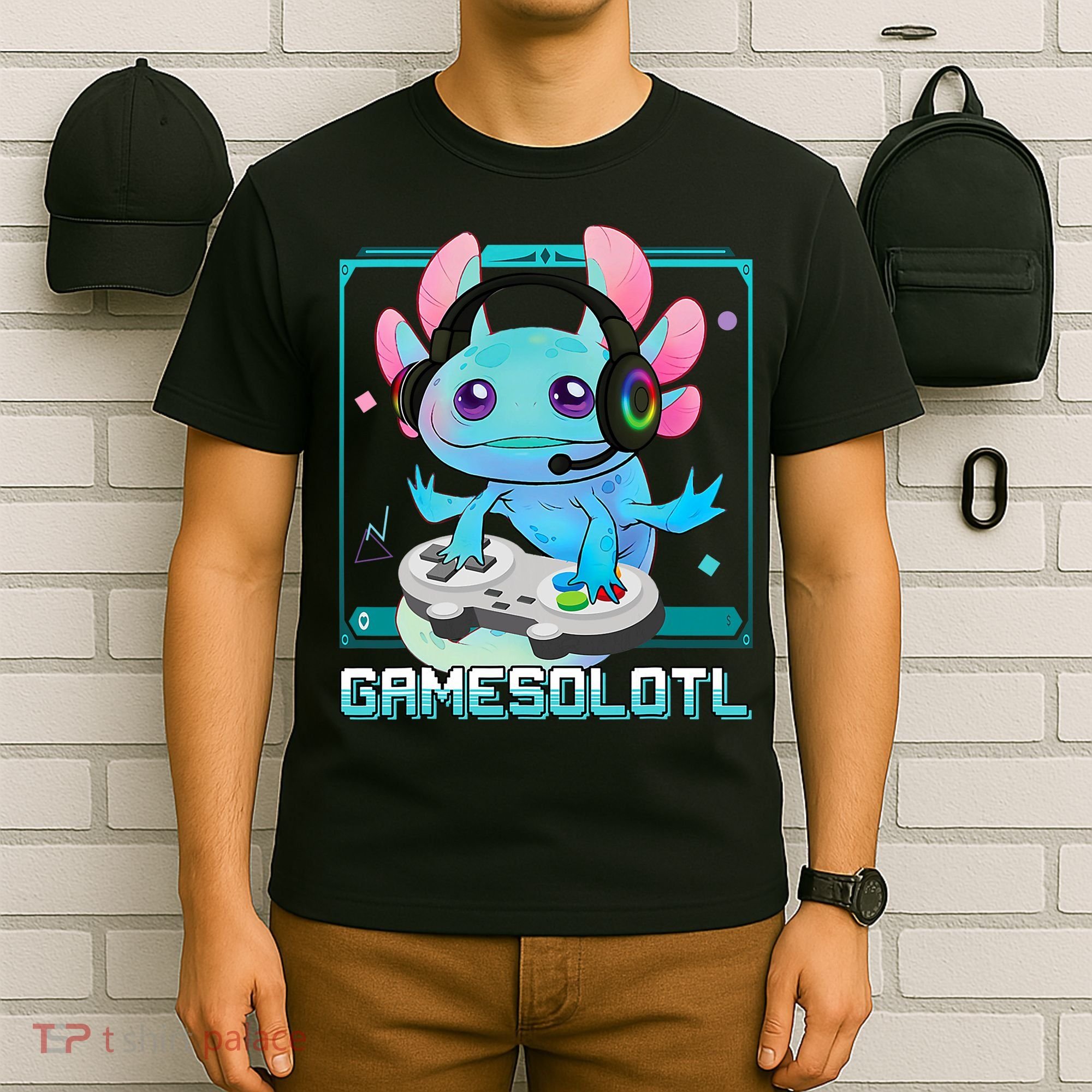Gamesolotl Axolotl Video Gamer Kawaii Pastel Goth Cute Anime T-Shirt