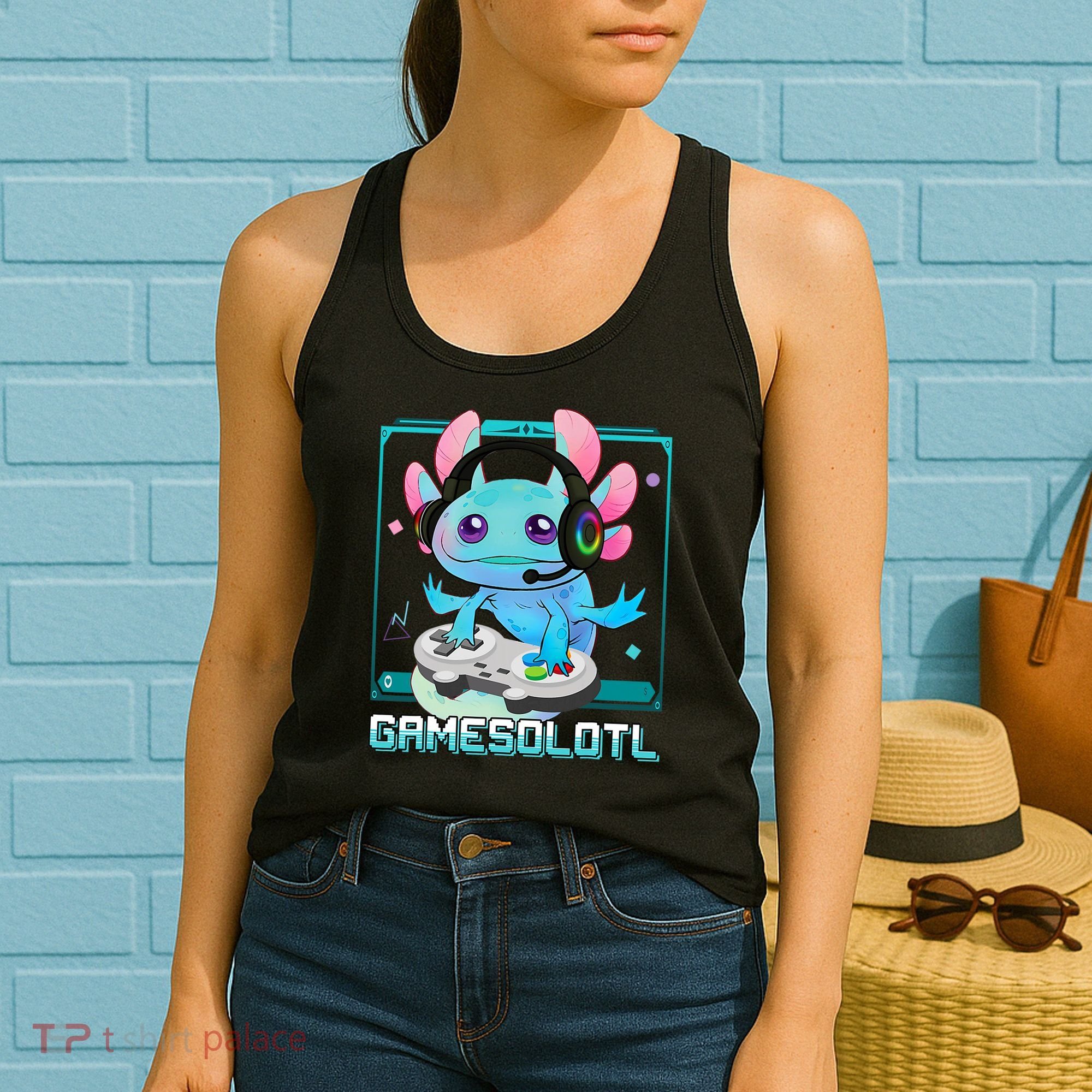 Gamesolotl Axolotl Video Gamer Kawaii Pastel Goth Cute Anime Women's Tank Top