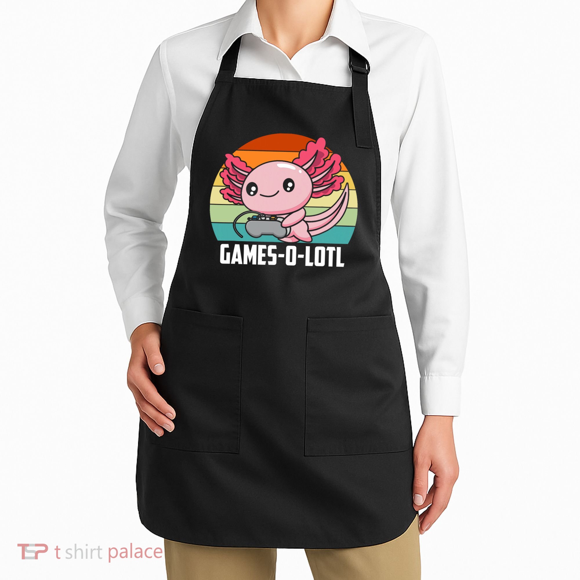 Gamesolotl Axolotl Video Games Gaming Lover Geek Gamer Pun  Apron