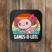 Gamesolotl Axolotl Video Games Gaming Lover Geek Gamer Pun  Coaster thumb 0