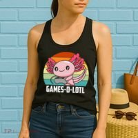 Gamesolotl Axolotl Video Games Gaming Lover Geek Gamer Pun  Women's Tank Top thumb 2