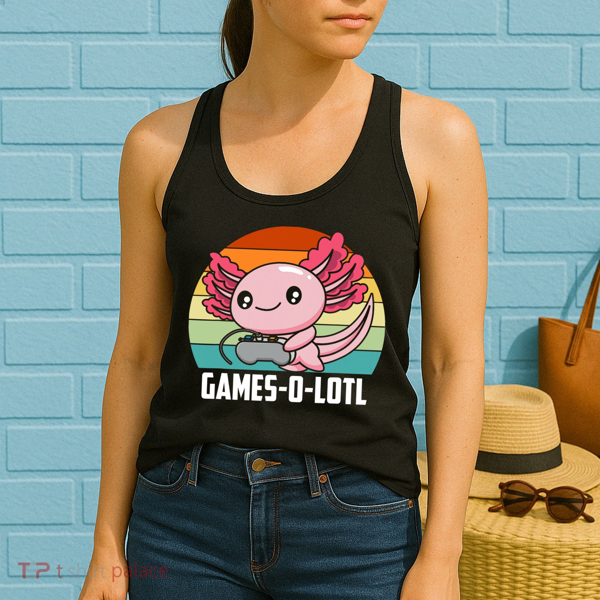 Gamesolotl Axolotl Video Games Gaming Lover Geek Gamer Pun  Women's Tank Top