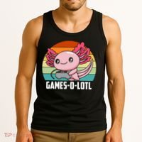 Gamesolotl Axolotl Video Games Gaming Lover Geek Gamer Pun  Tank Top thumb 3