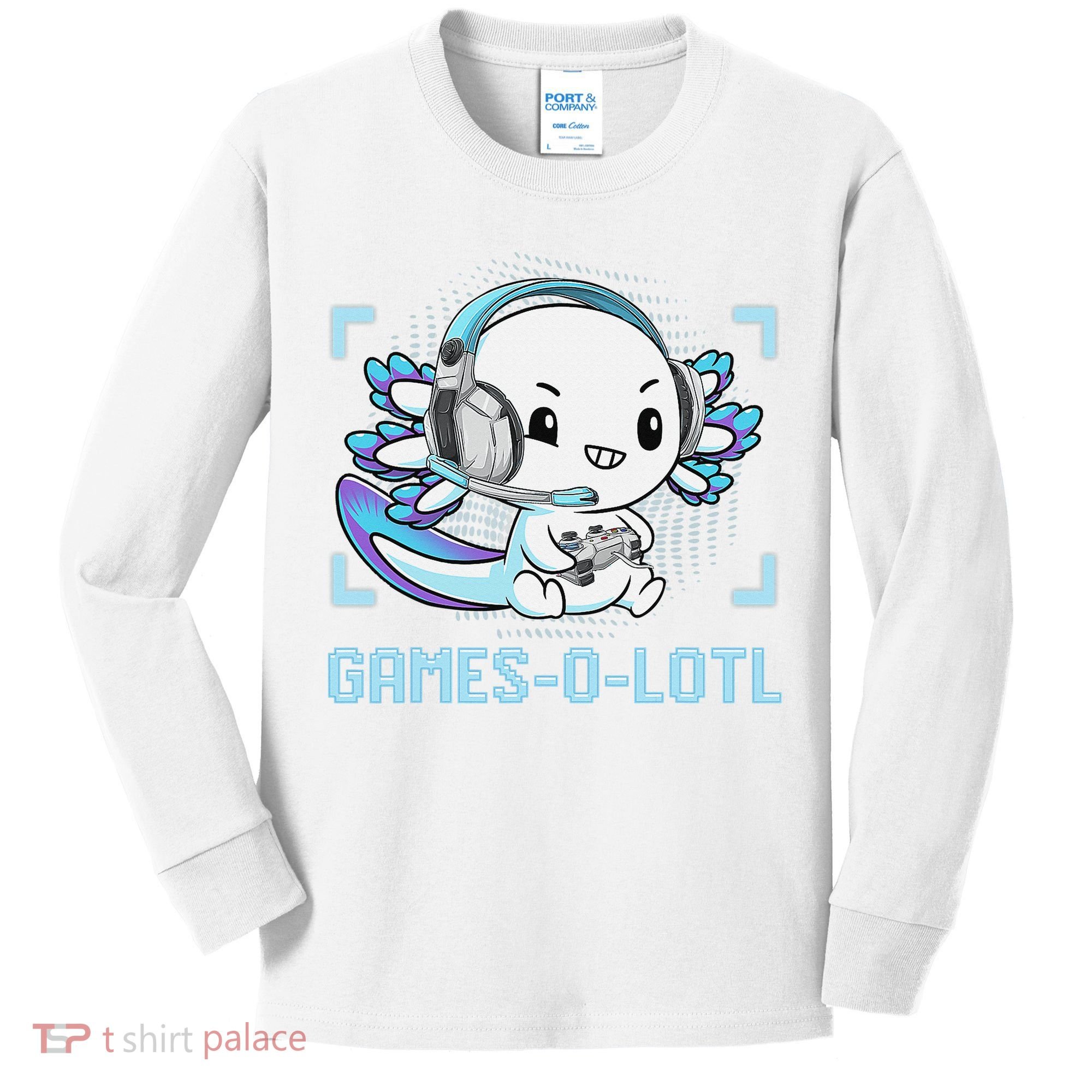 Gamesolotl Axolotl Video Gamer Kawaii Anime Funny Kids Long Sleeve Shirt