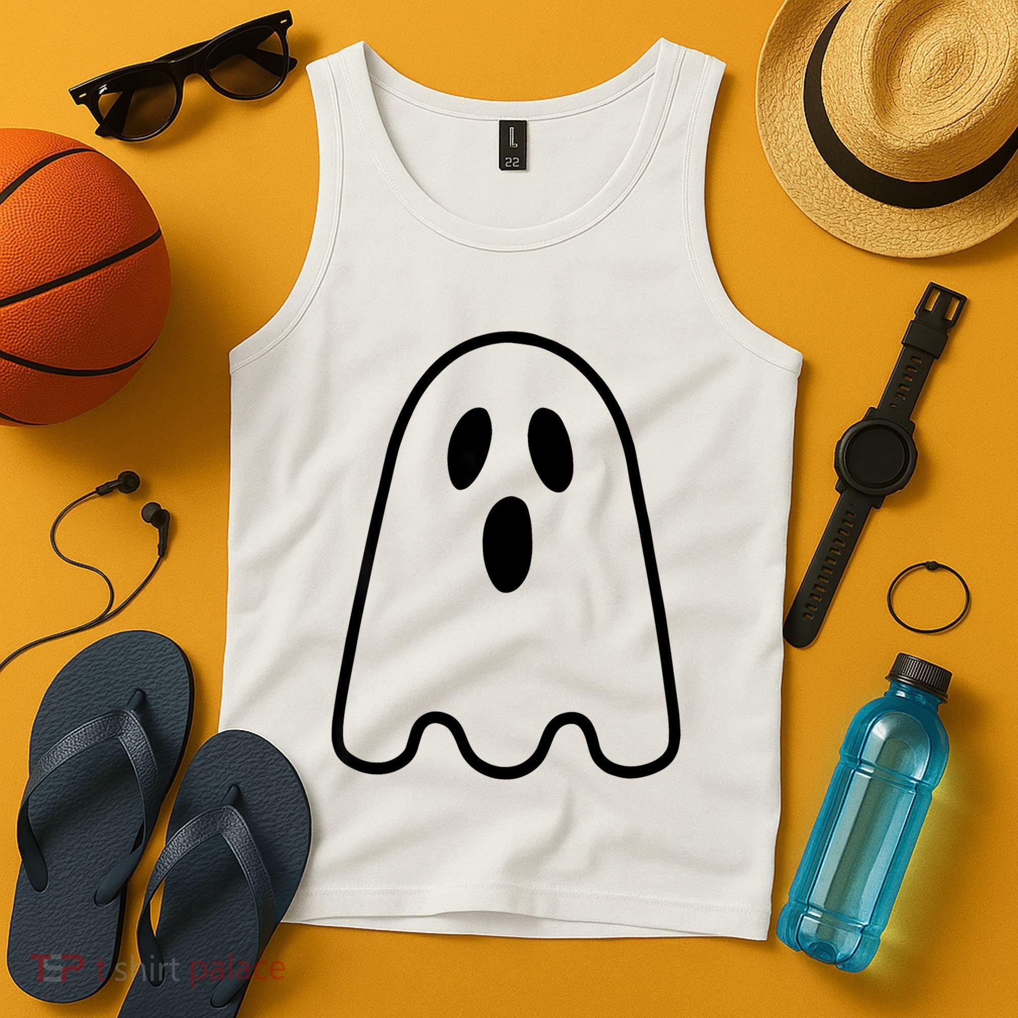 Ghost Adult Women Silly Ghost Face Costume Tank Top