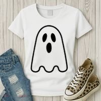 Ghost Adult Women Silly Ghost Face Costume Women's T-Shirt thumb 3