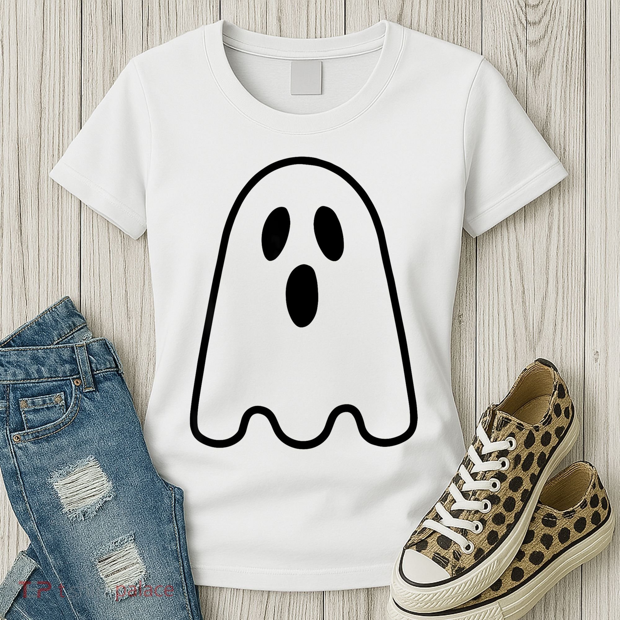 Ghost Adult Women Silly Ghost Face Costume Women's T-Shirt