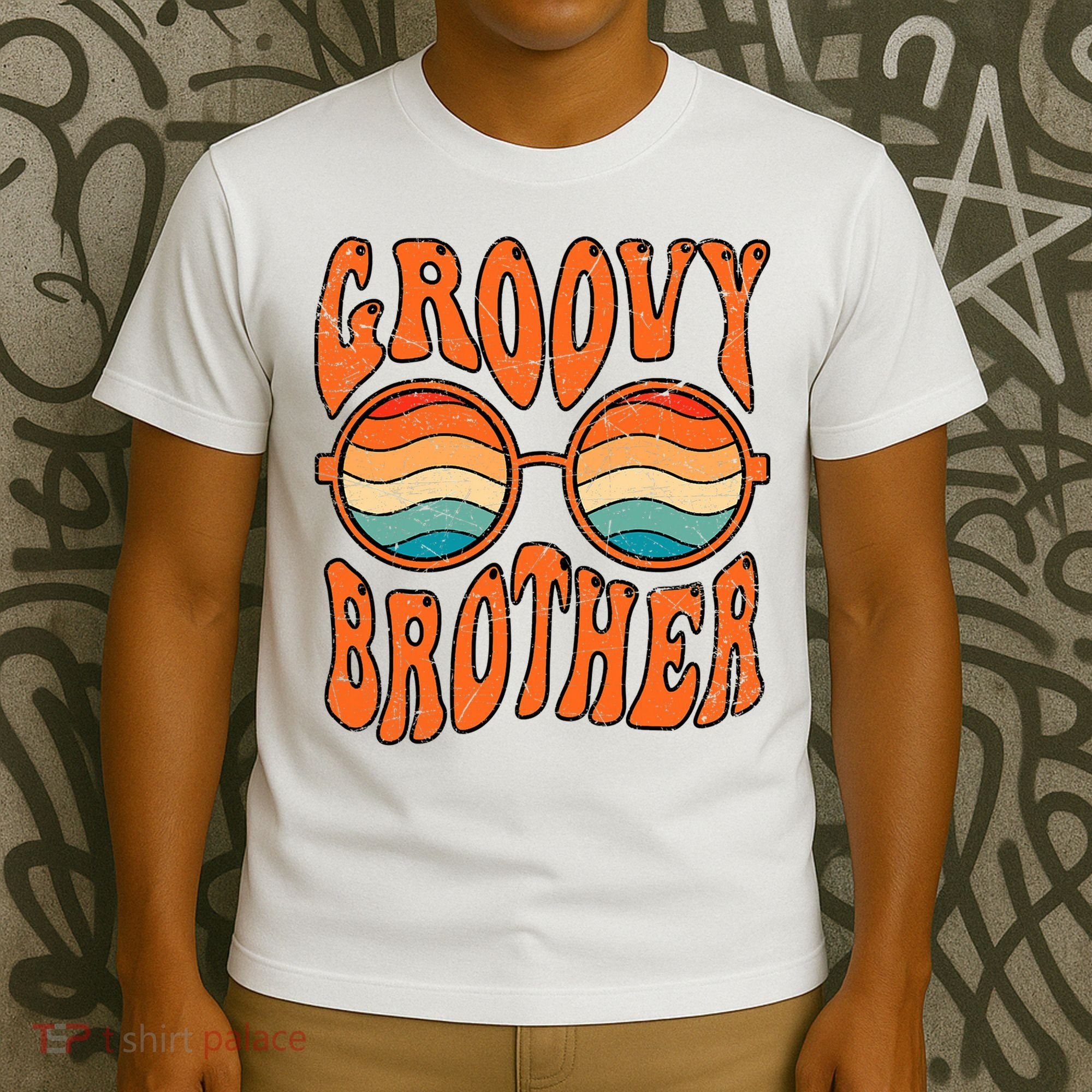 Groovy Brother 70s Aesthetic 1970'S Retro Brother T-Shirt