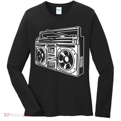 Ghetto Blaster 80s 90s Hip Hop Rap Classic Women's Long Sleeve Shirt