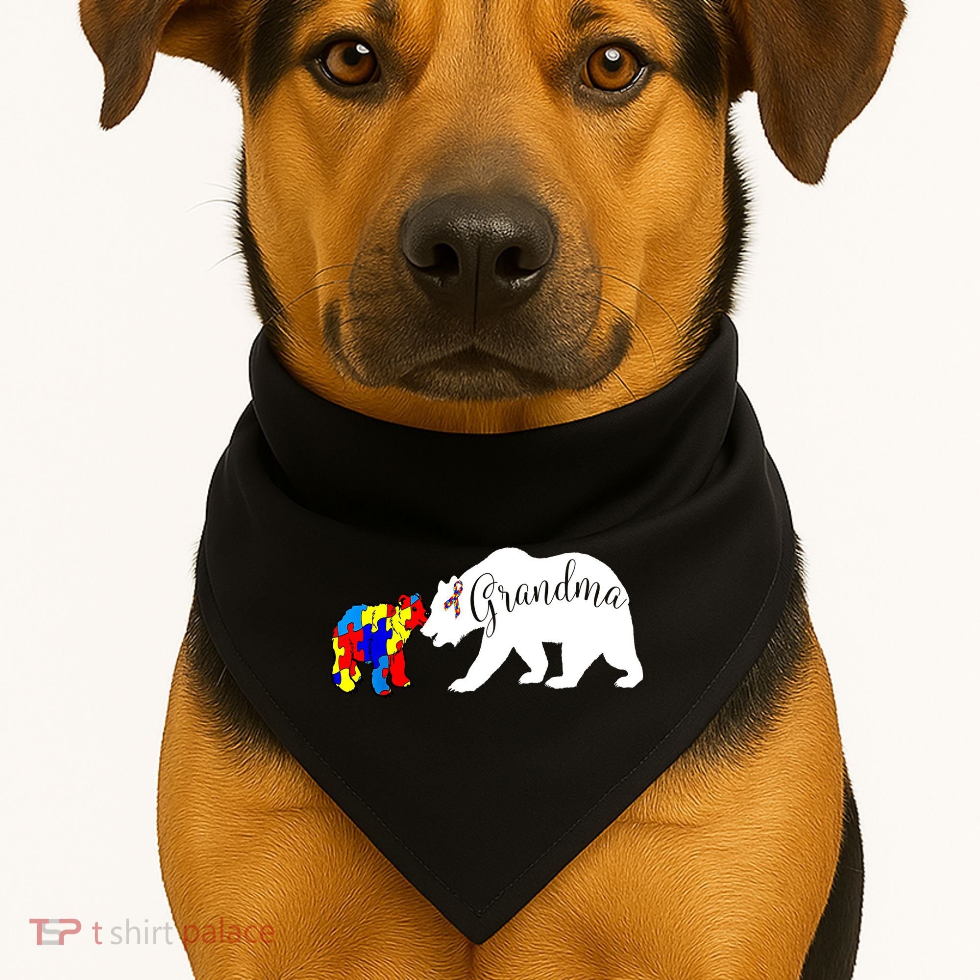 Grandma Bear Autism Awareness USA-Made Doggie Bandana