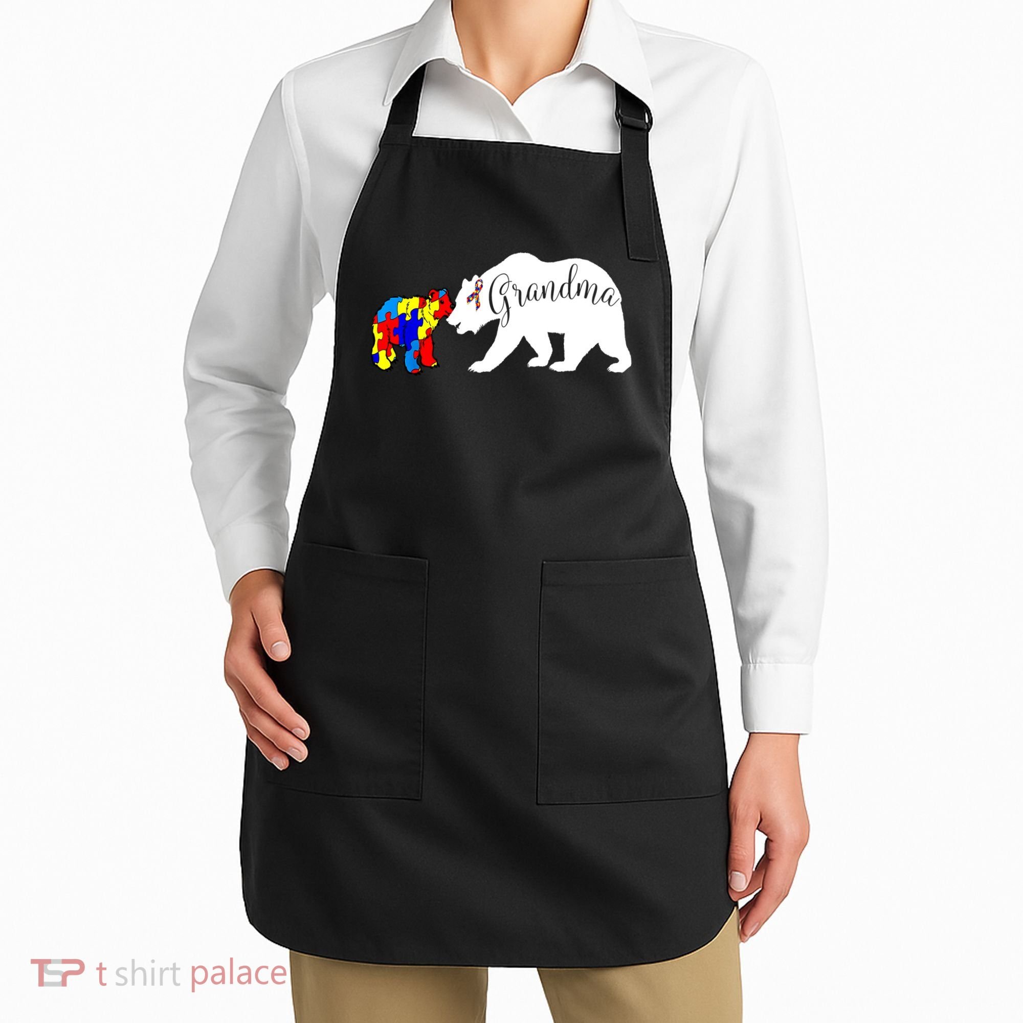 Grandma Bear Autism Awareness Apron