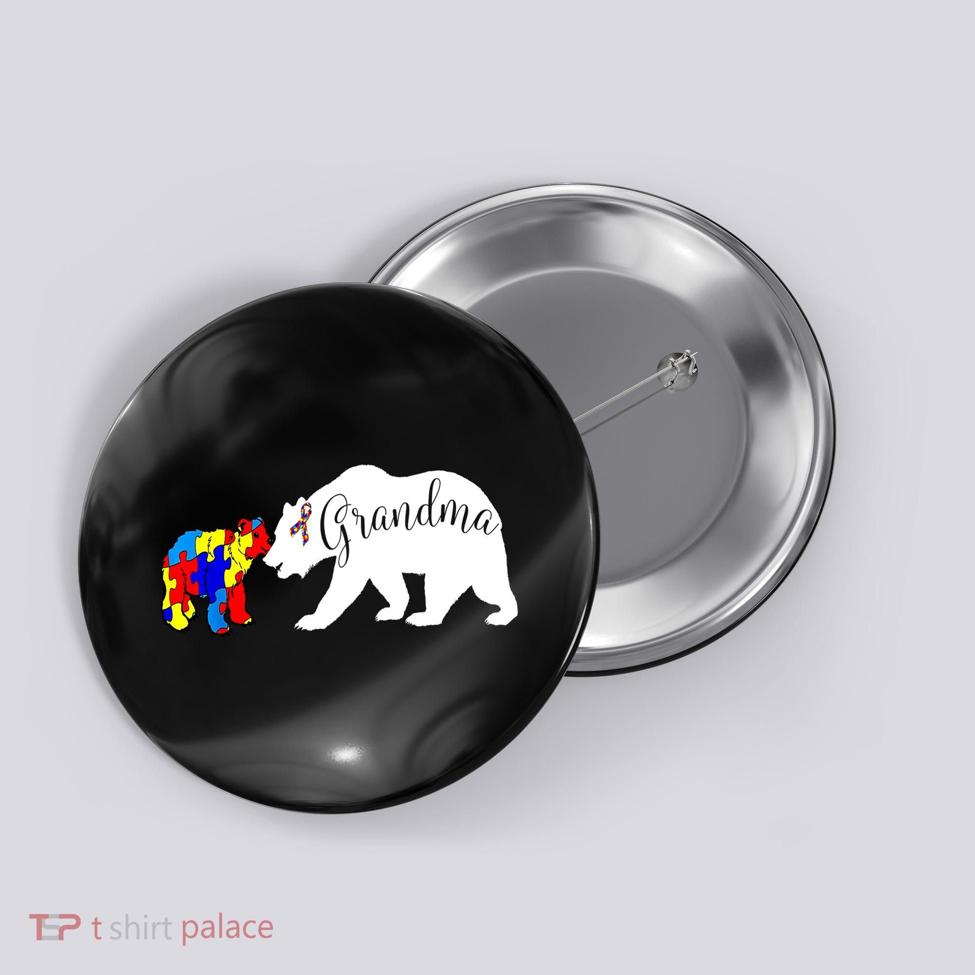 Grandma Bear Autism Awareness Button