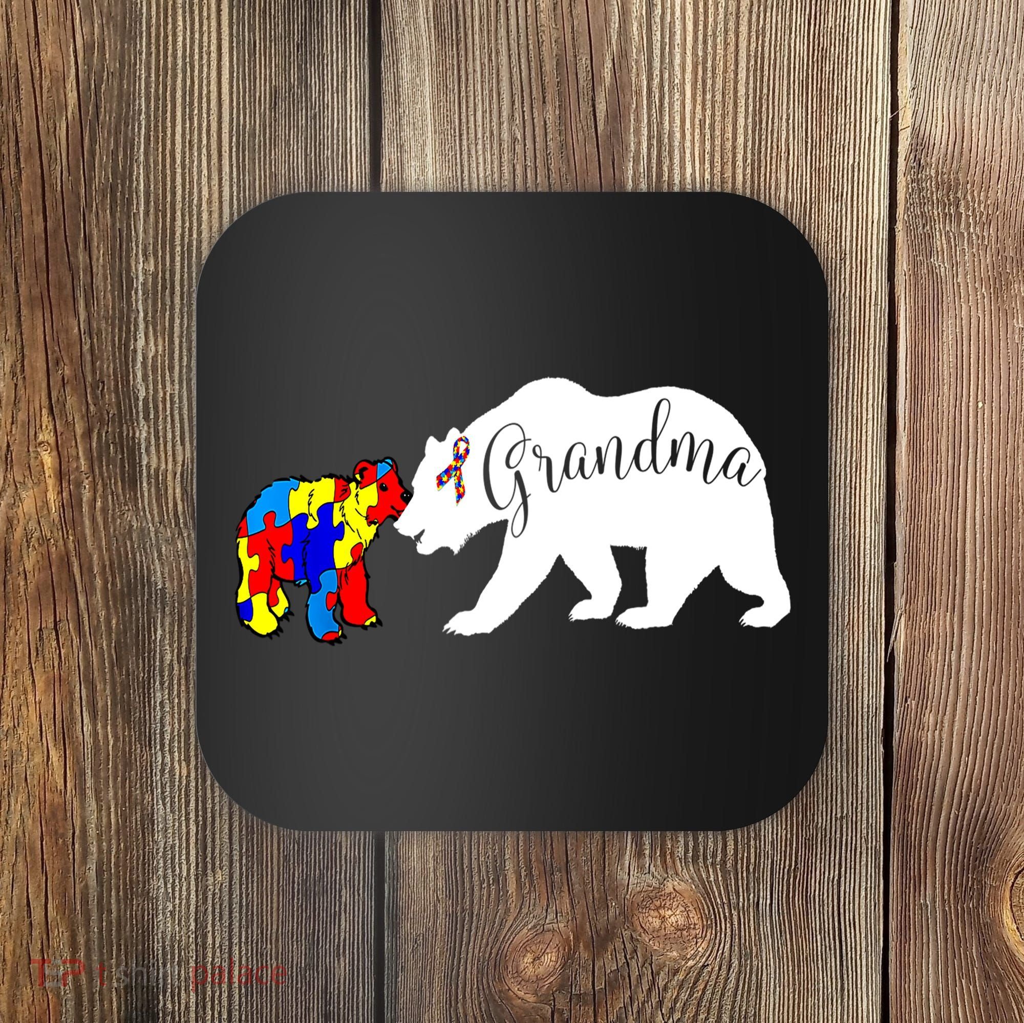Grandma Bear Autism Awareness Coaster