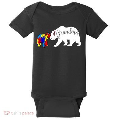 Grandma Bear Autism Awareness Baby Bodysuit