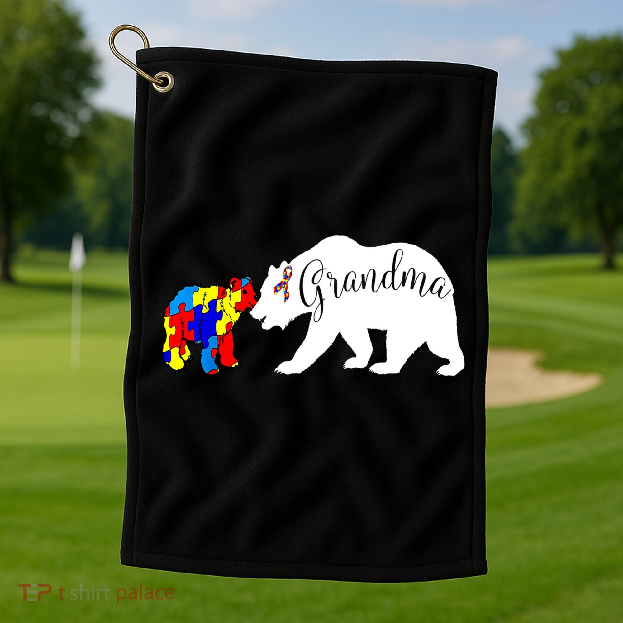 Grandma Bear Autism Awareness Golf Towel