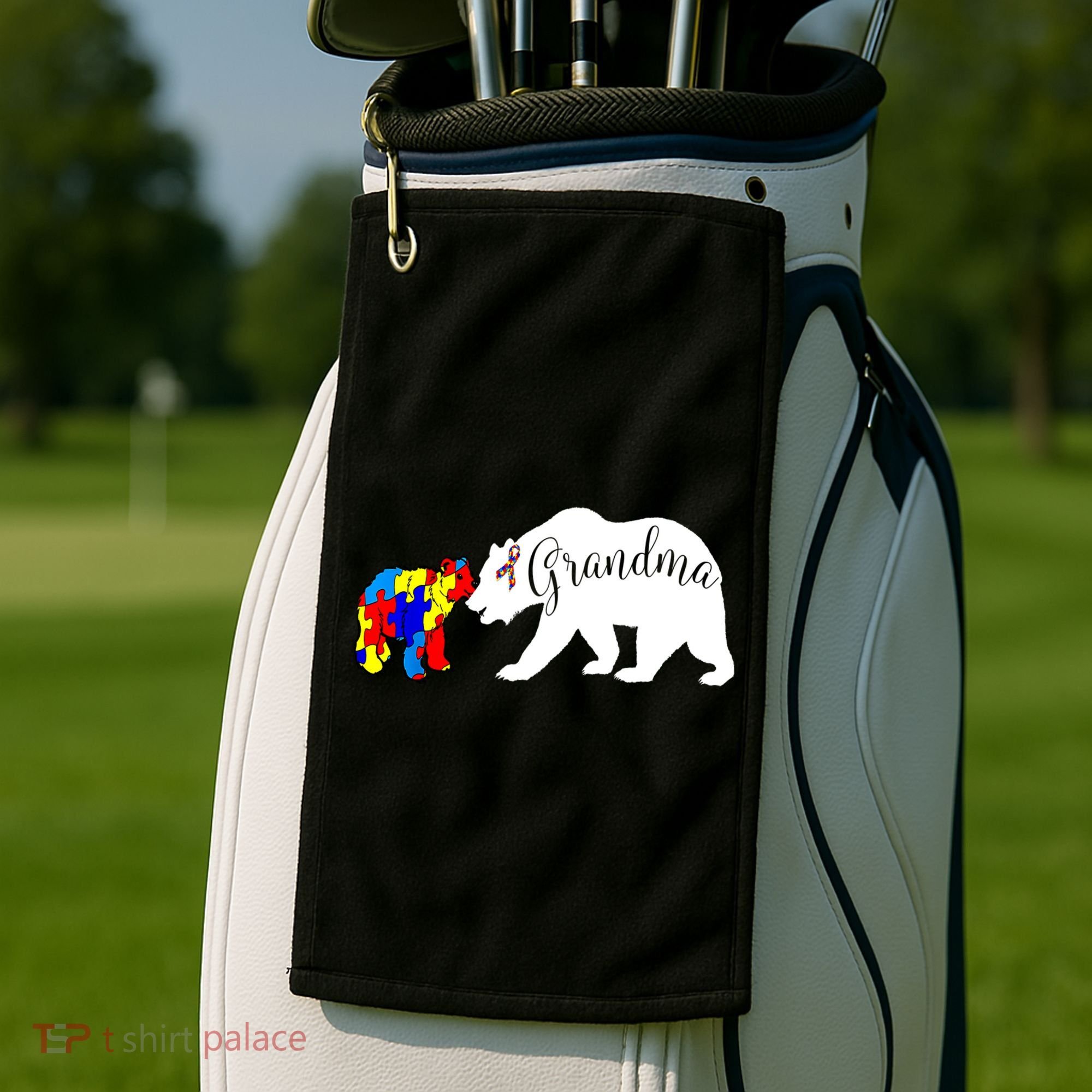 Grandma Bear Autism Awareness Golf Towel