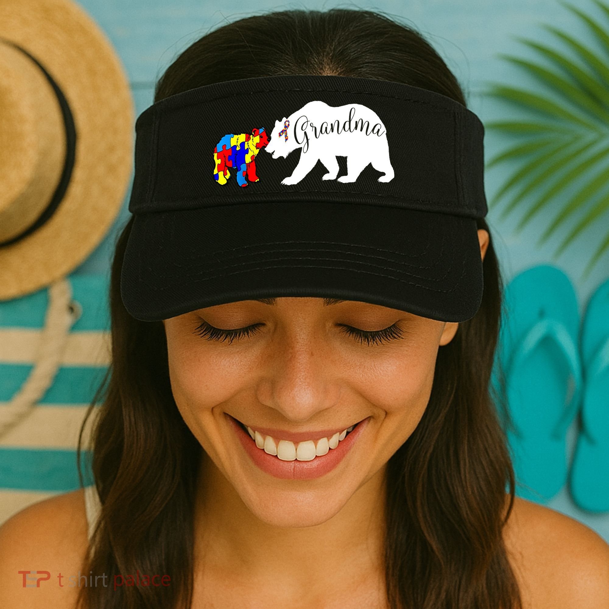 Grandma Bear Autism Awareness Visor