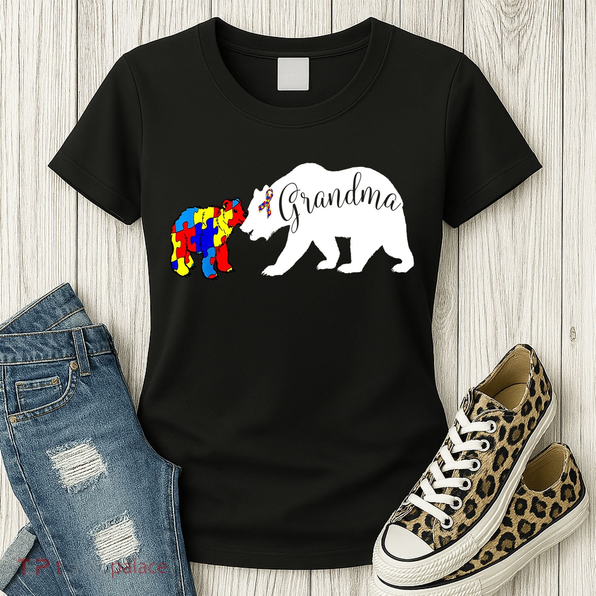 Grandma Bear Autism Awareness Women's T-Shirt