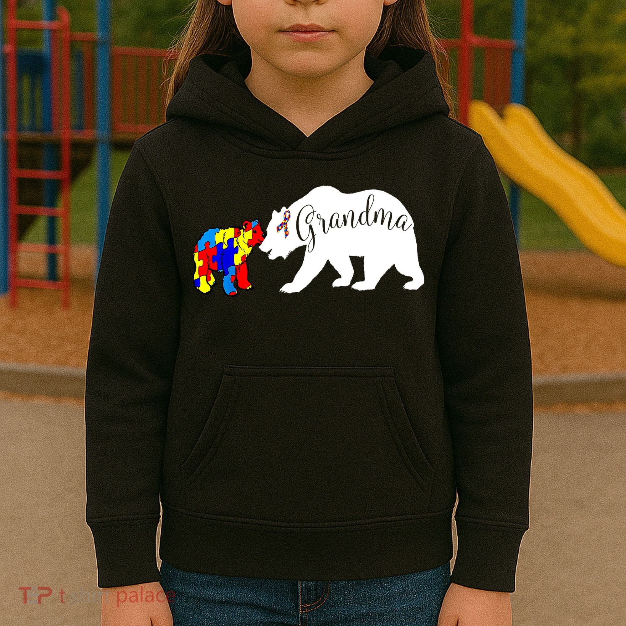 Grandma Bear Autism Awareness Kids Hoodie