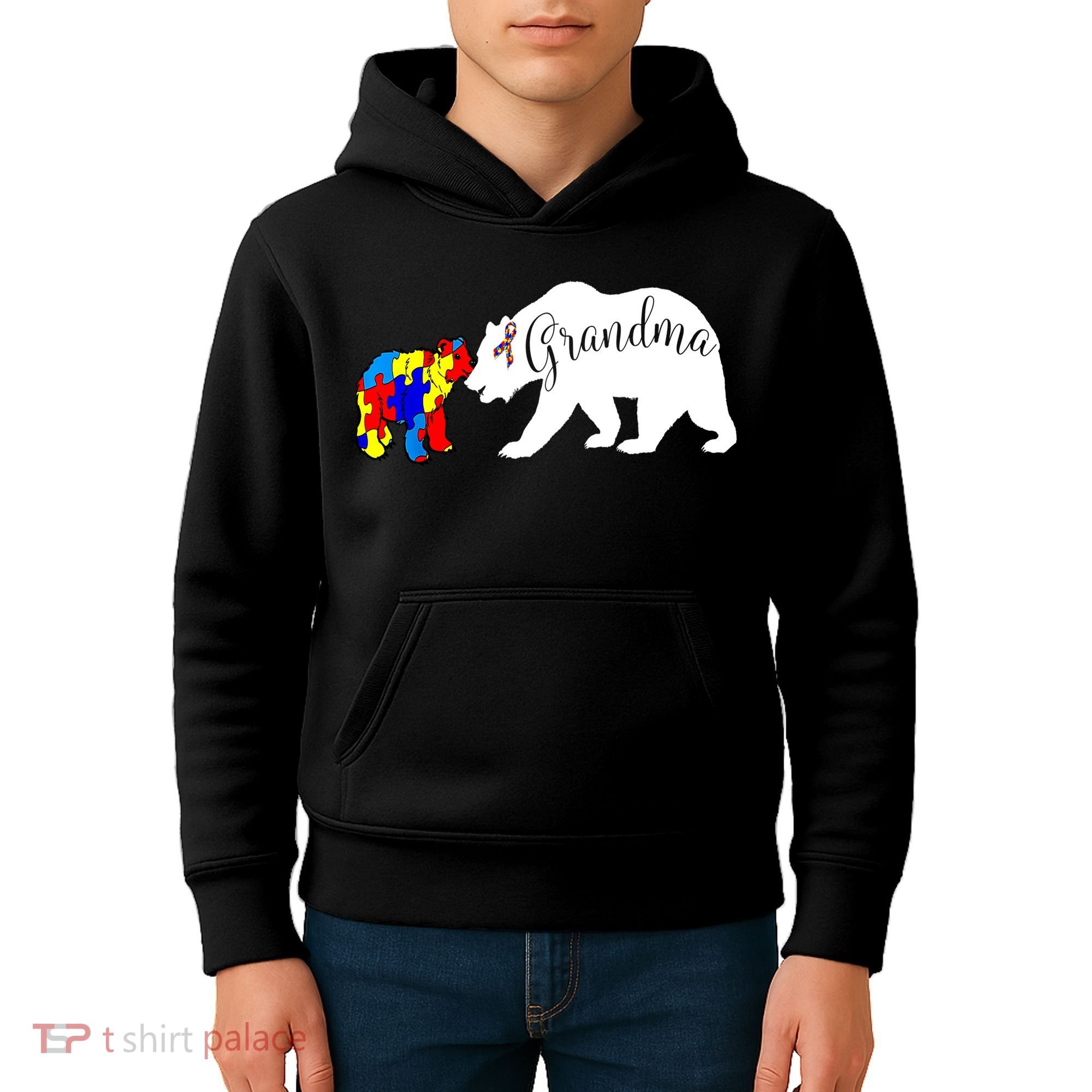Grandma Bear Autism Awareness Kids Hoodie