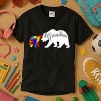 Grandma Bear Autism Awareness Kids T-Shirt thumb 3