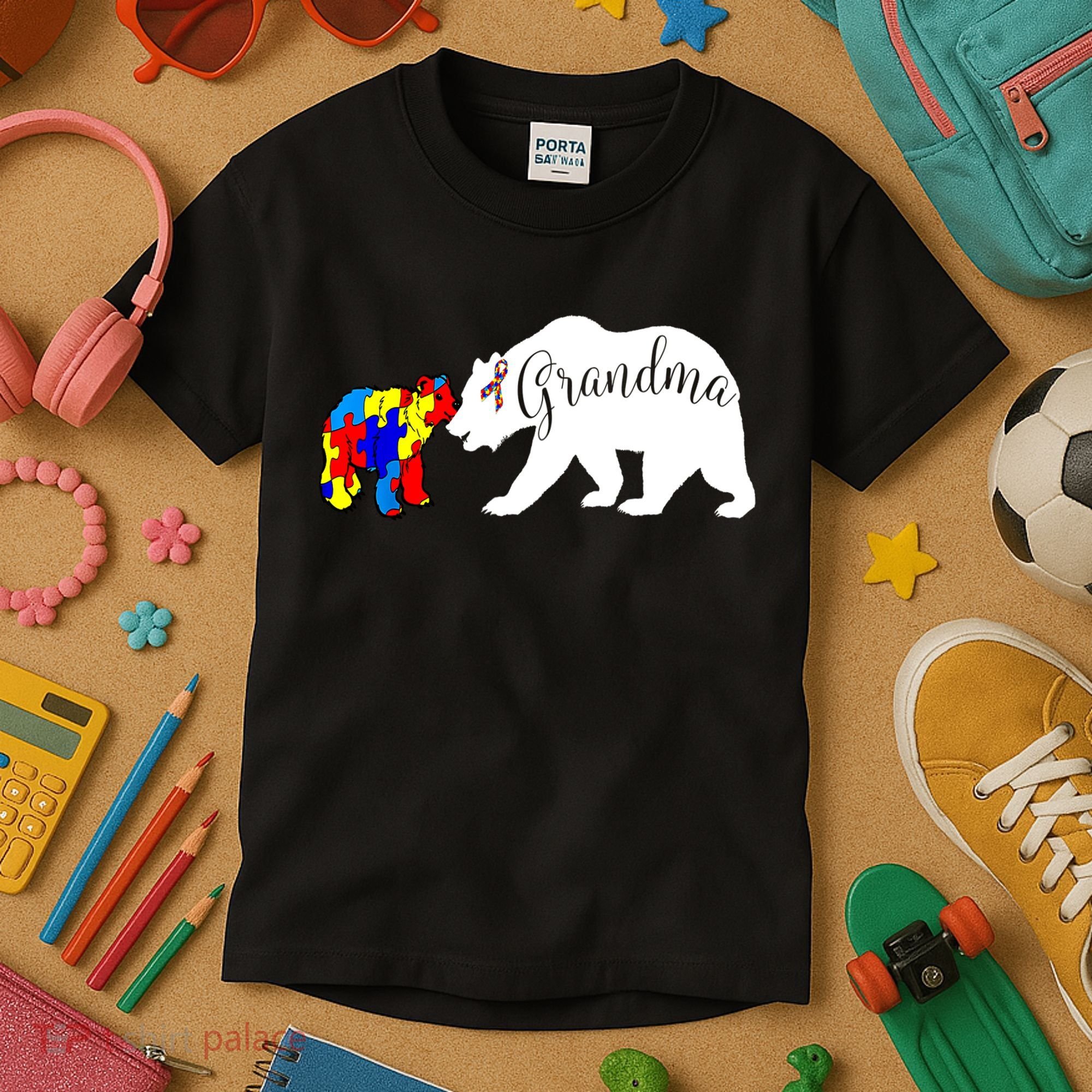 Grandma Bear Autism Awareness Kids T-Shirt