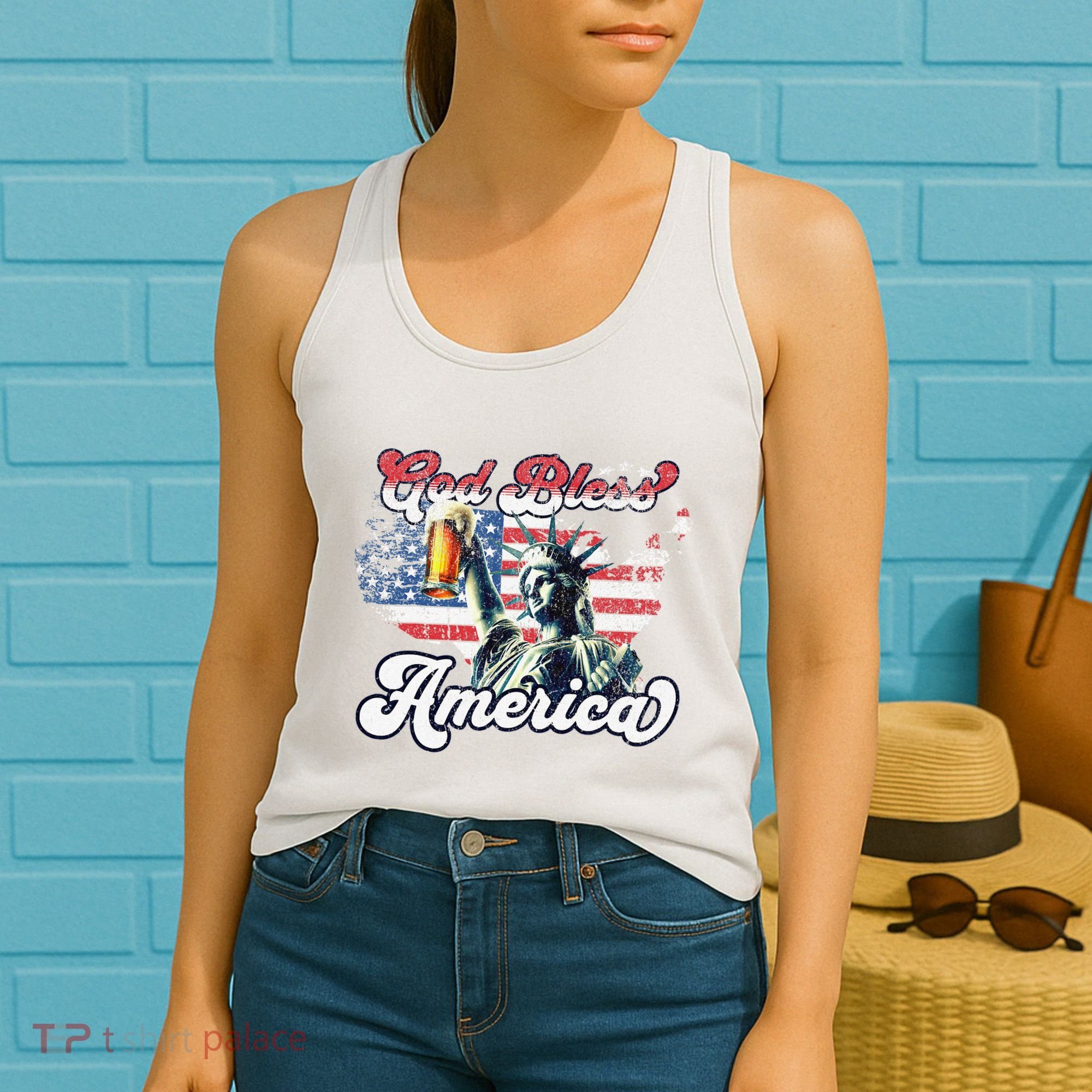 God Bless America Funny Patriotic Women's Tank Top