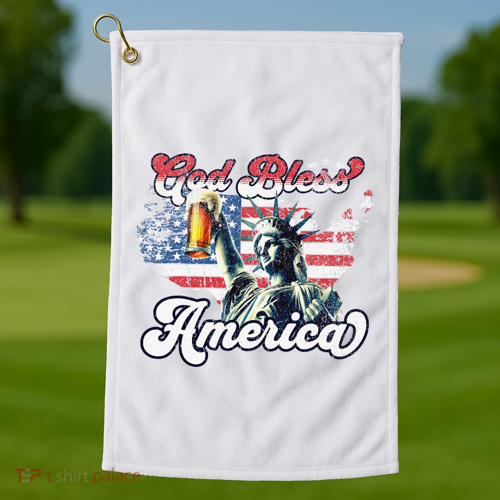God Bless America Funny Patriotic Golf Towel