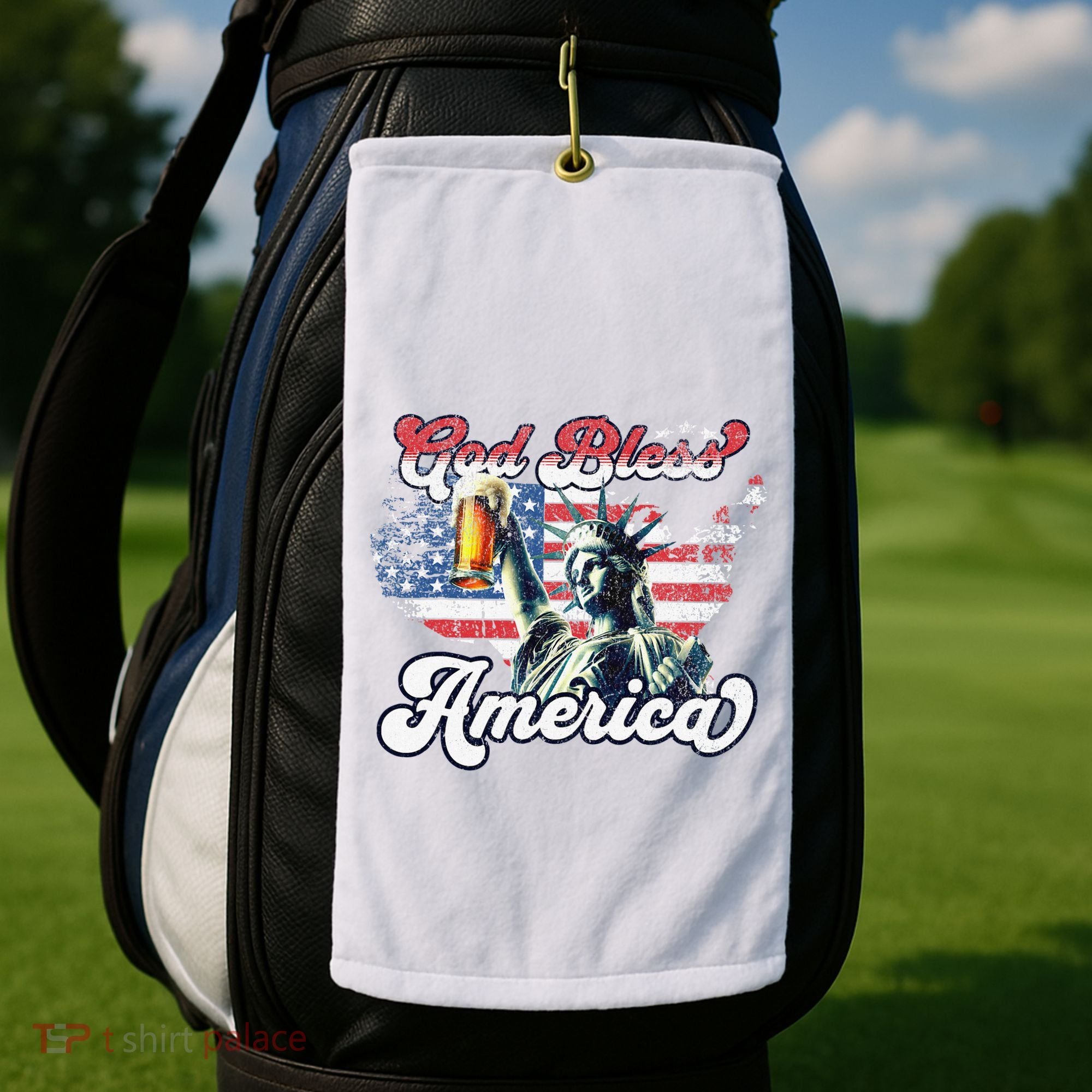 God Bless America Funny Patriotic Golf Towel