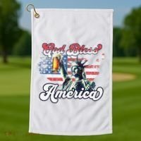 God Bless America Funny Patriotic Golf Towel thumb 1