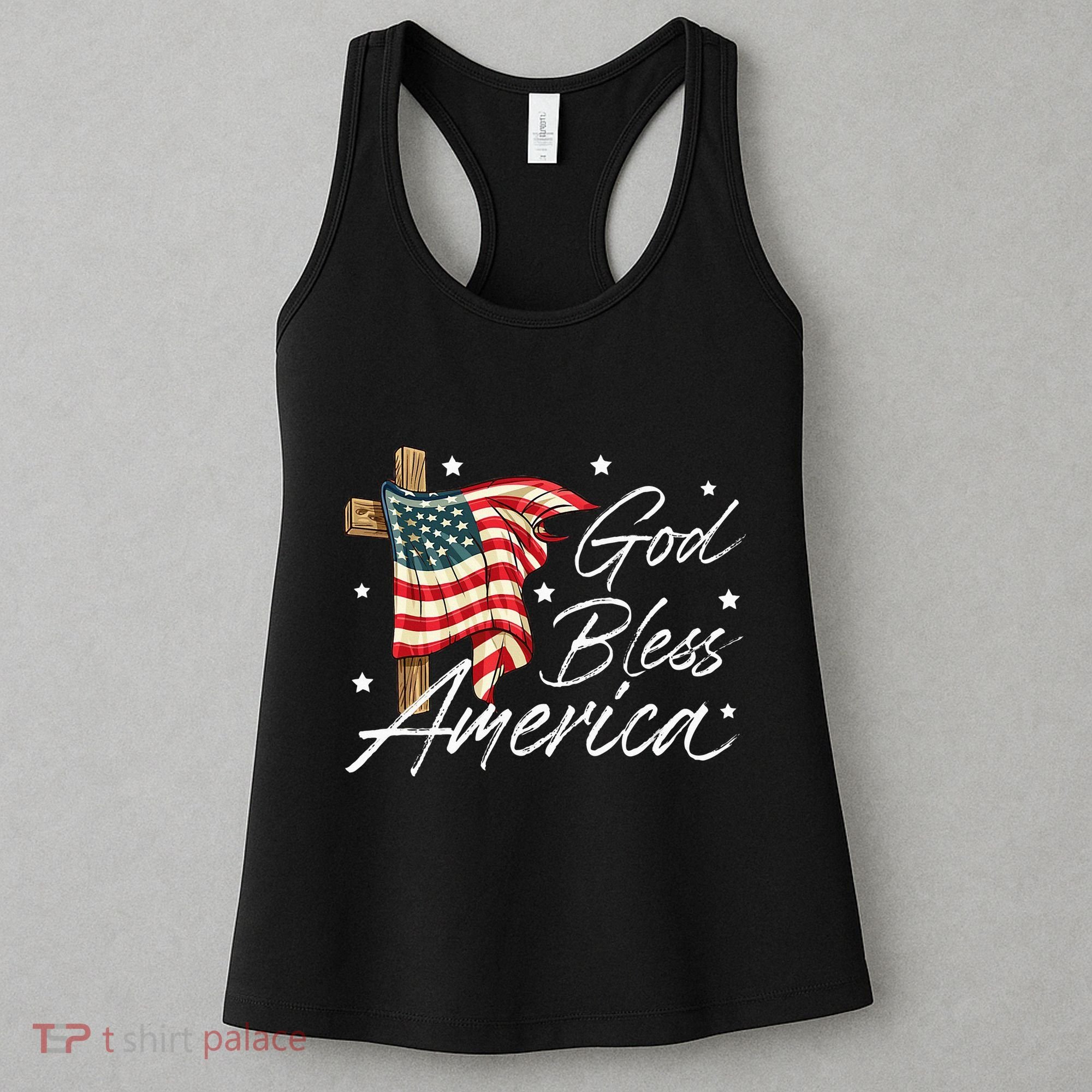 God Bless America Fourth Of July Christian Patriot Women's Tank Top
