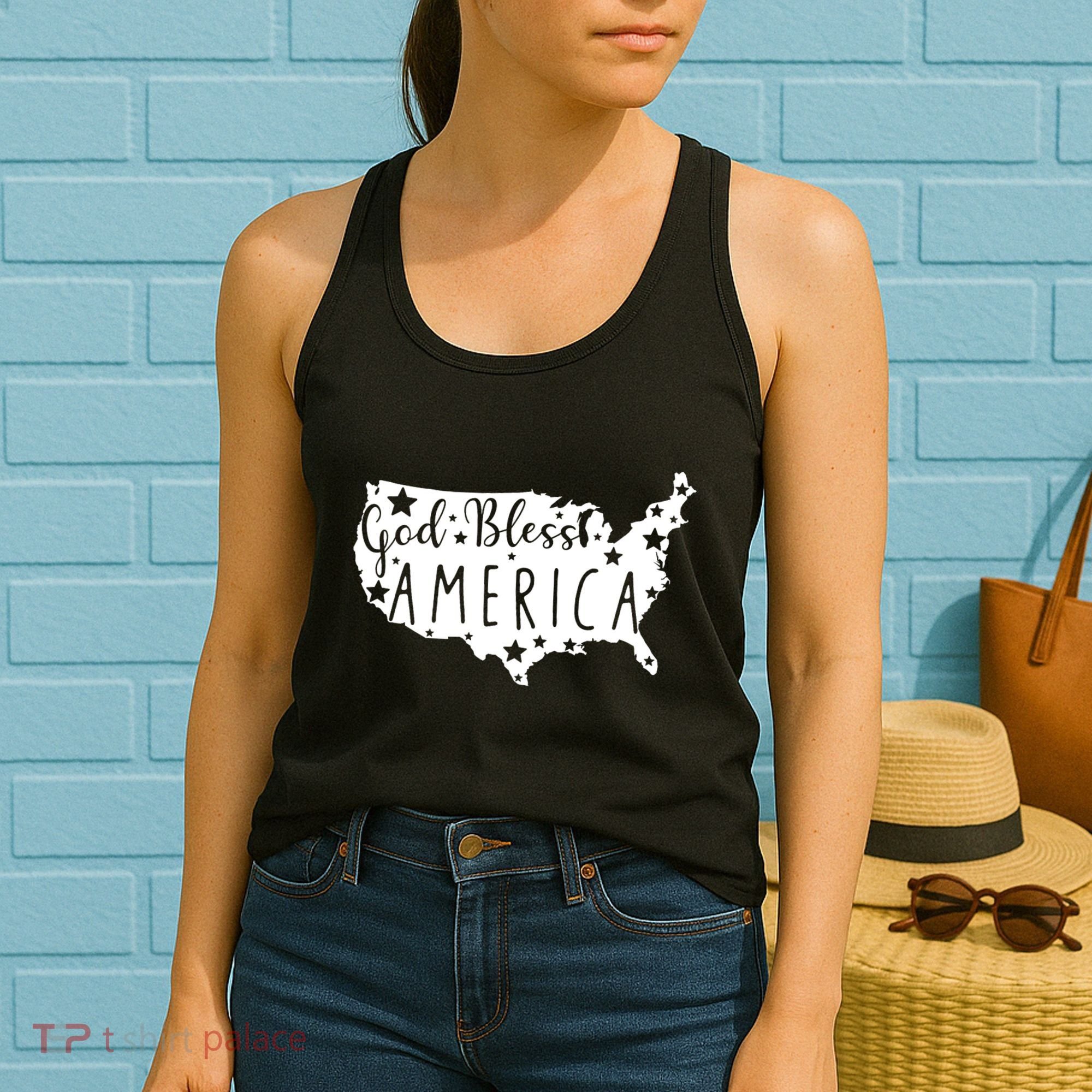 God Bless America 4th Of July Usa American Patriotic Women's Tank Top