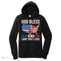 God Bless America Land That I Love American Flag Meaningful Gift Women's Hoodie thumb 0