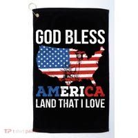 God Bless America Land That I Love American Flag Meaningful Gift Golf Towel thumb 0
