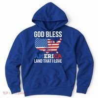God Bless America Land That I Love American Flag Meaningful Gift Hoodie thumb 0