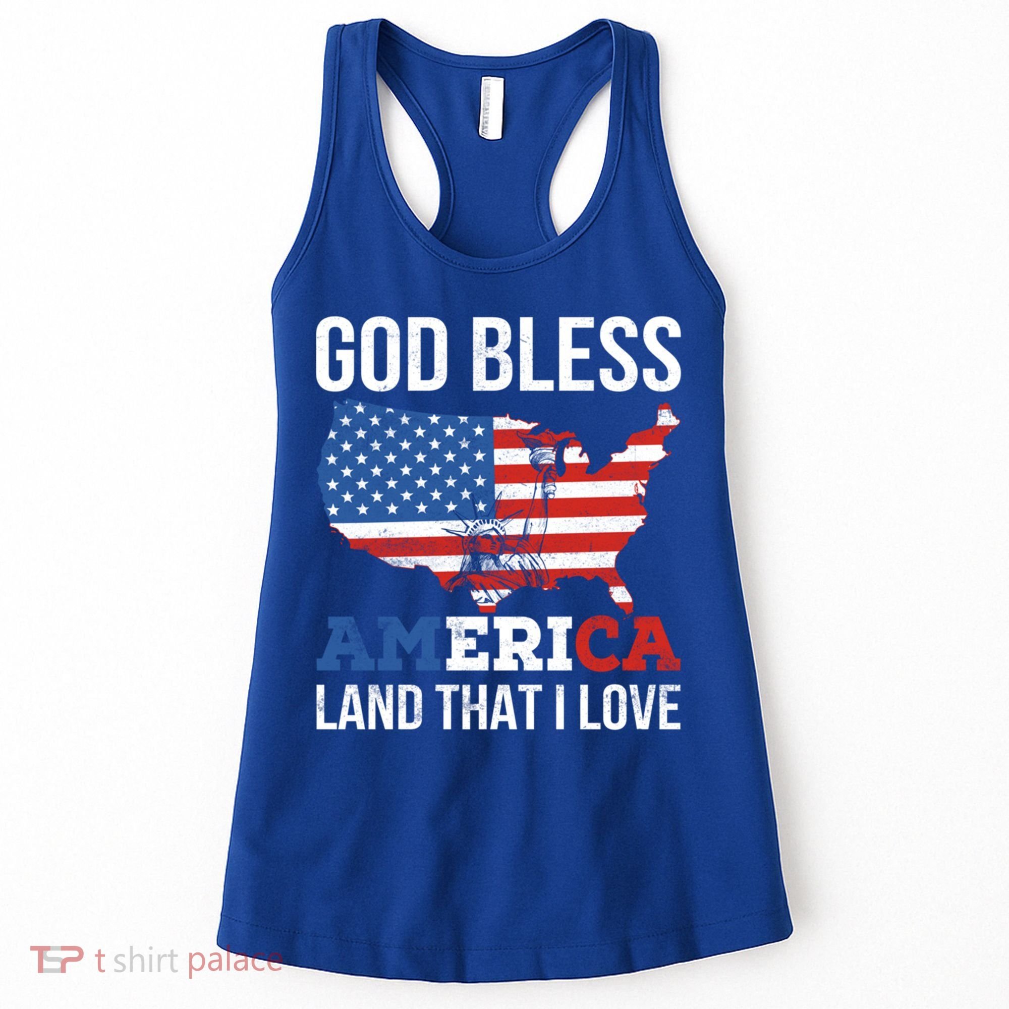 God Bless America Land That I Love American Flag Meaningful Gift Women's Tank Top