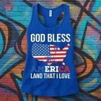 God Bless America Land That I Love American Flag Meaningful Gift Women's Tank Top thumb 3