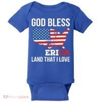 God Bless America Land That I Love American Flag Meaningful Gift Baby Bodysuit thumb 0