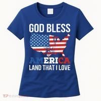 God Bless America Land That I Love American Flag Meaningful Gift Women's T-Shirt thumb 0