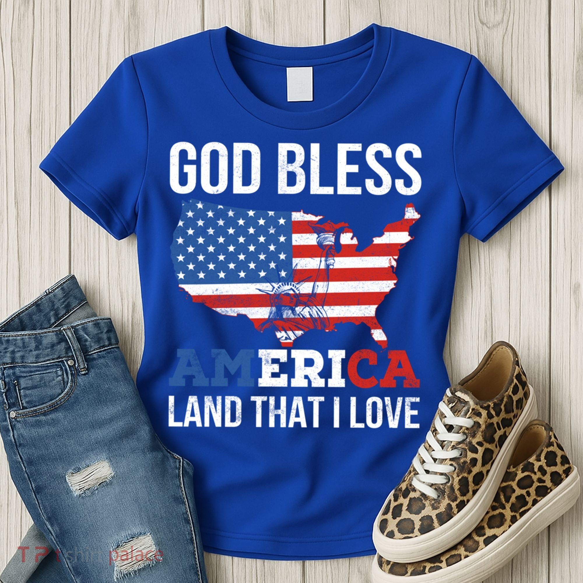 God Bless America Land That I Love American Flag Meaningful Gift Women's T-Shirt