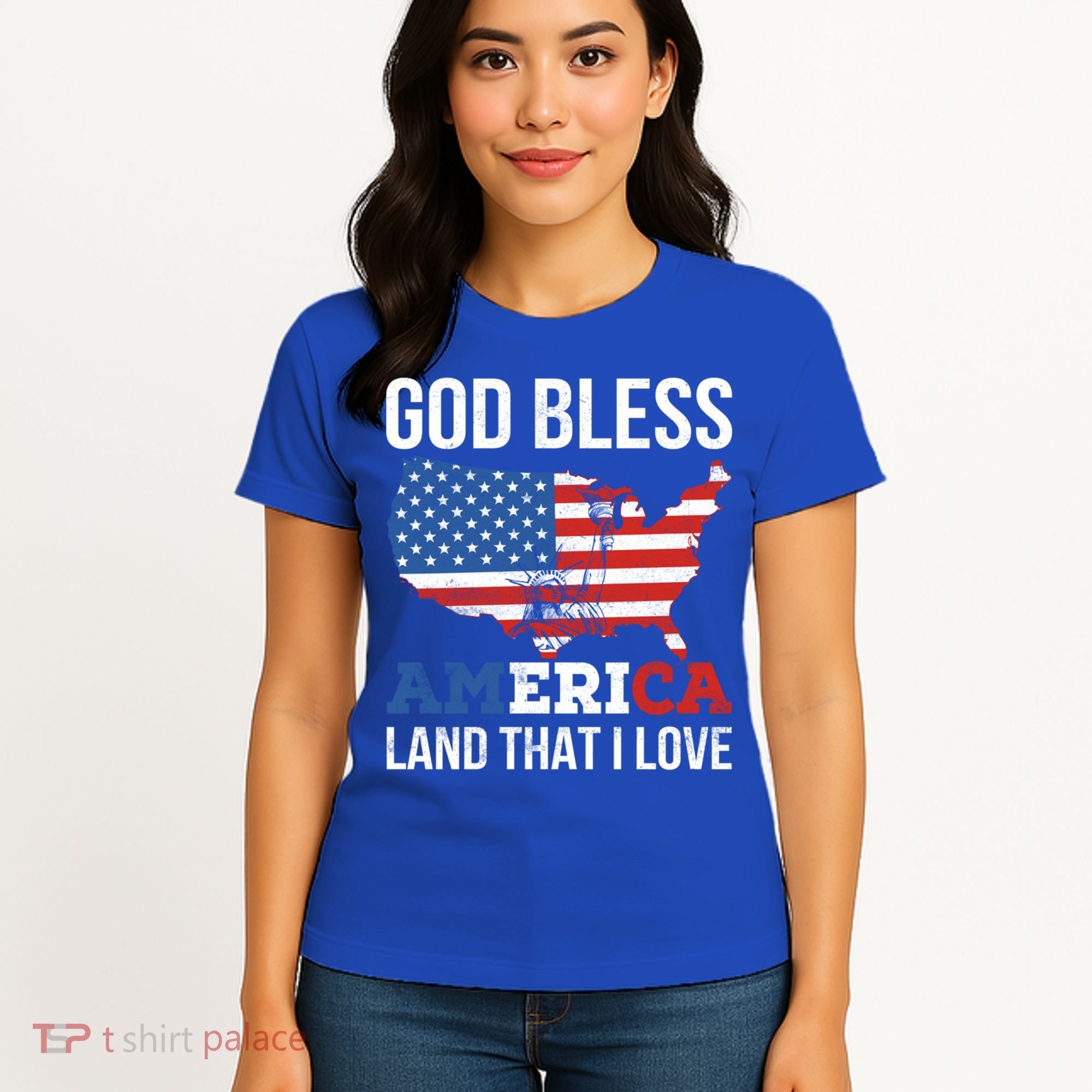 God Bless America Land That I Love American Flag Meaningful Gift Women's T-Shirt