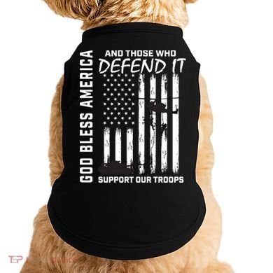 God Bless America Support Our Troops Veterans American Flag Meaningful Gift Doggie Tank