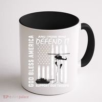 God Bless America Support Our Troops Veterans American Flag Meaningful Gift Coffee Mug thumb 1