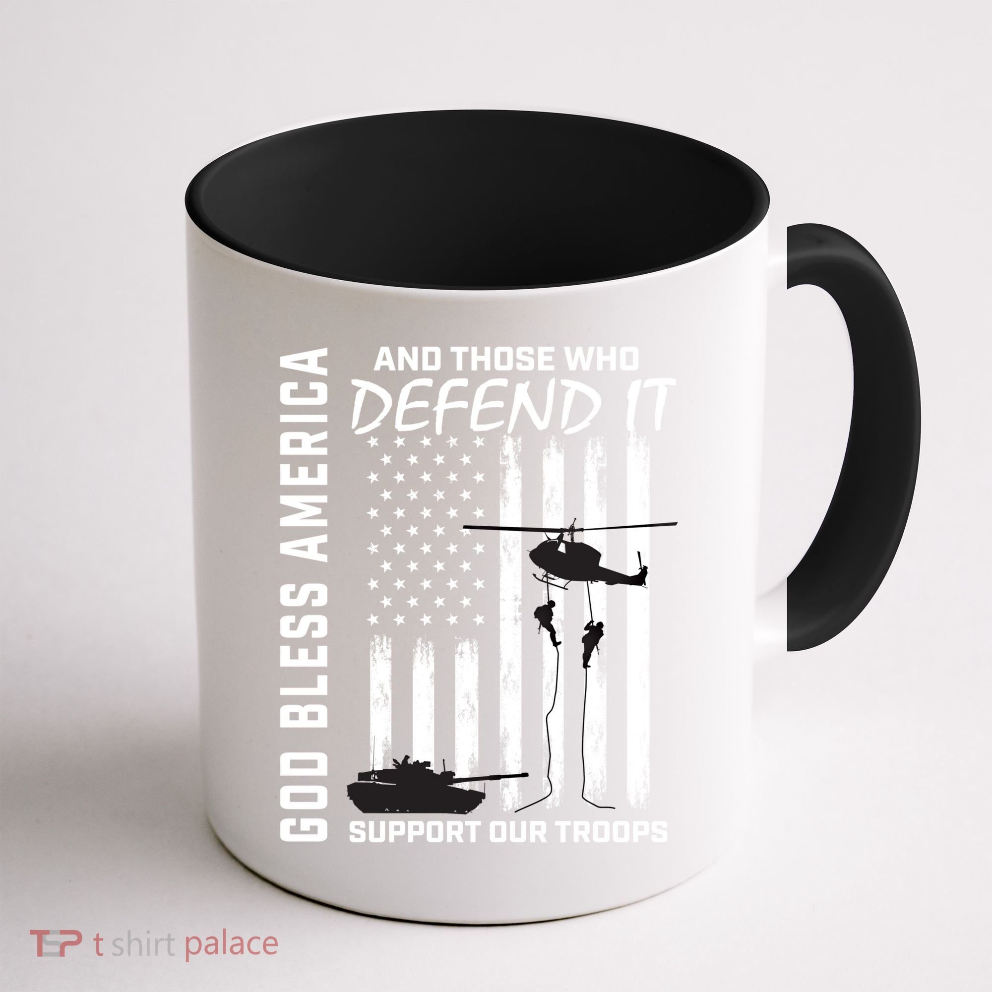 God Bless America Support Our Troops Veterans American Flag Meaningful Gift Coffee Mug