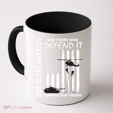 God Bless America Support Our Troops Veterans American Flag Meaningful Gift Coffee Mug